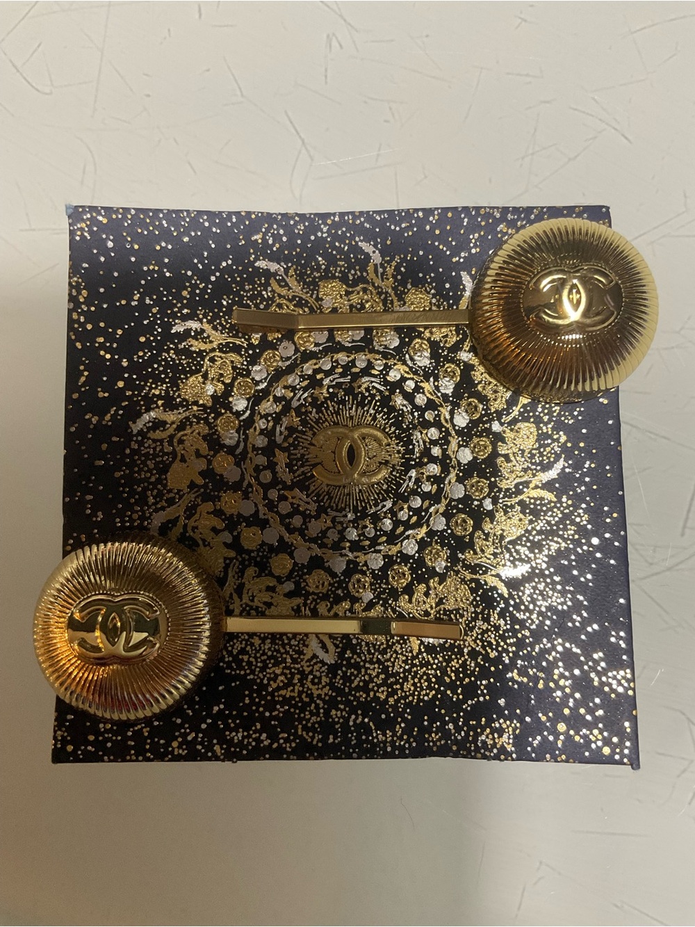 CHANEL Beaute Gold CC Button Hair Pins - Pair - Picture 2 of 10